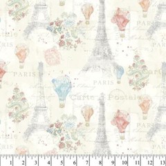 FAT QUARTER FABRIC EIFFEL TOWER LIGHT HEARTED IN PARIS FRANCE HOT AIR BALLOONS