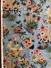 Alexander Henry Hacienda Cactus Fabric BTY Desert Flowers Butterfly Chambray