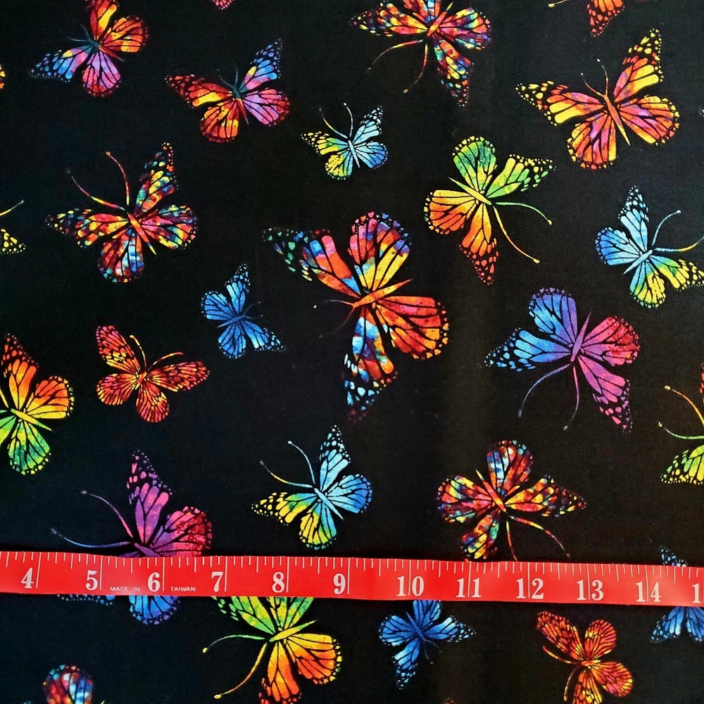 Butterfly Fabric 100% Cotton Butterflies Colorful Rainbow FQ HY BTY