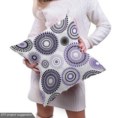 Ambesonne Purple And Black Fabric By Yard, Scattered Round Big And Small