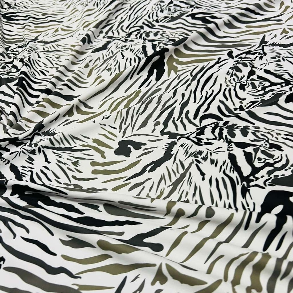 Animal Print Zebra with Gray Spandex Fabric 60″ wide by the Yard for Swimwear