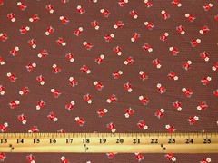 Bullet Knit Printed Fabric-Tobacco Brown Red Roses-BPR265-Sold by the Yard