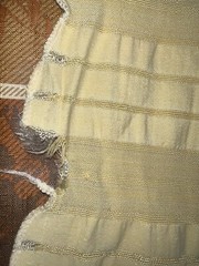 2.8ydX63″W yellow silky rayon-y synthetic wide shadow stripe seersucker fabric