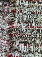 Mendel Goldberg Wool Blend Tweed Boucle, 2yds X 60″,Brown, Tan, Off White, Red