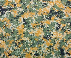 DIGITAL CAMO ORANGE GREEN NY/CO RIPSTOP APPAREL FABRIC BY 1/2(0.5) YARD 66″W