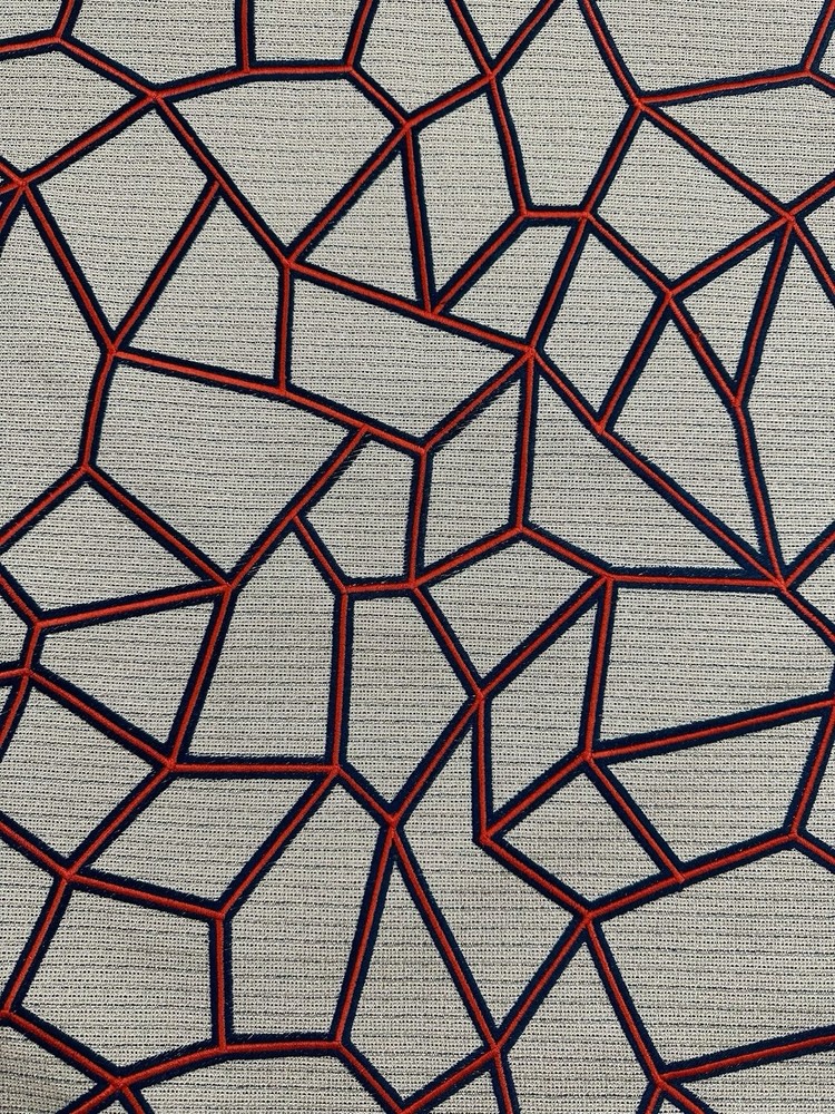 Knoll Arrondissement in Boutique, 5y13in, densely Embroidered in Red And Navy