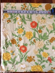 Vintage COHAMA Vat Screen Print Fabric Remnant 44”L x 20”W Felicia Floral Green