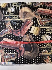 Robert Kaufman Cowboy Fabric 2 Yards Western Boots Hats Cotton Quilting USA