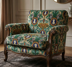 Lemurs and classical coin Printed Upholstery Fabric By the Yard
