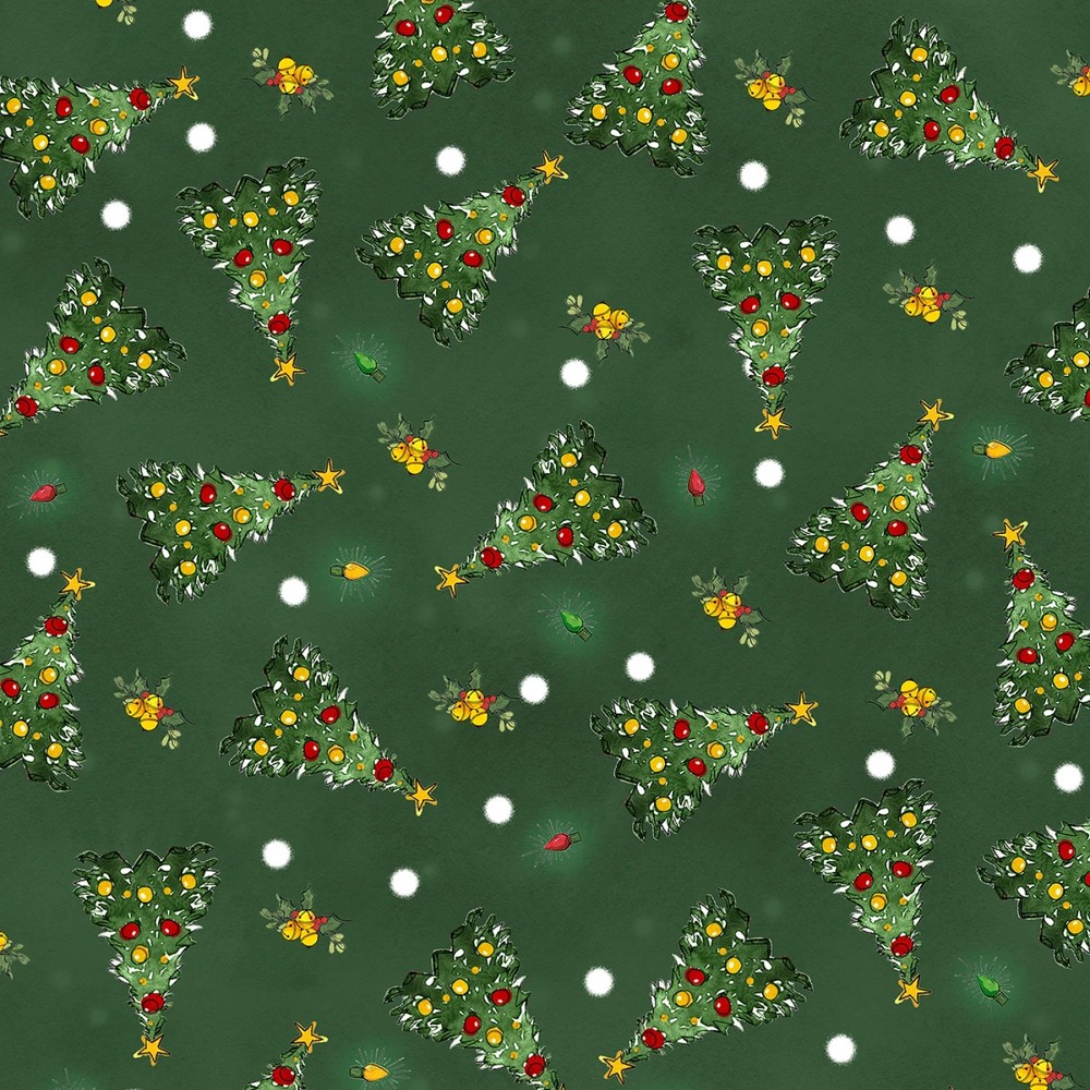 Tossed Christmas Trees, The Jolly North, 44″ Wide Wilmington Prints BTY
