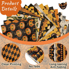 Halloween Fabric Bundle 10×10 Inches Polyester Cotton Quilt Squares 20 Pieces