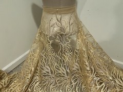 GOLD Embroidery Sequins Lace Fabric 50” Width Sold By The Yard
