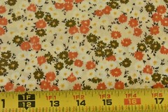 By 1/2 Yd, 35″ Wide, Vintage 1940’s-60’s, Orange &Olive Calico on Cream, B1690