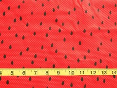 1 yd Cotton Fabric Watermelon Design Red with Seeds & Tiny White Dots