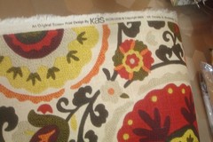 1 of 30 yds Richloom Kas Fabric Suzani style Medallion Red Upholstery 54″w BTY