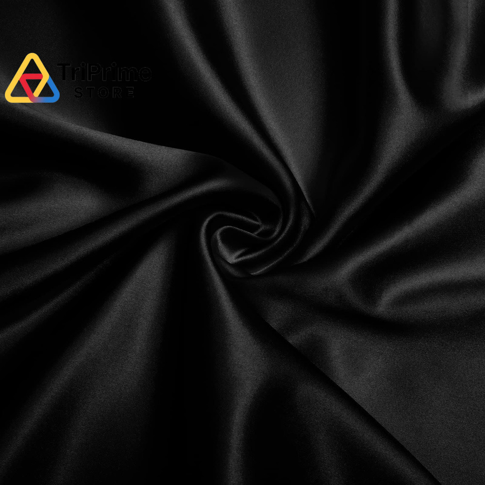 VACVELT Charmeuse Satin Fabric by The Yard, 60 Inch Wide Black 3 Yards,
