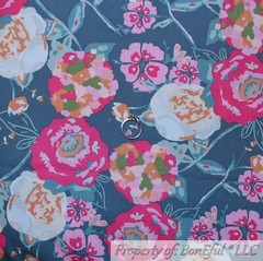 BonEful Fabric FQ Cotton Quilt White Red Aqua Blue Cat Fish Bone Stripe American