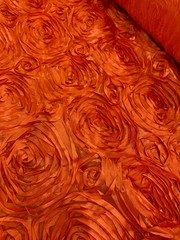 Paige ORANGE 3D Floral Polyester Satin Rosette Fabric by the Yard – 10028