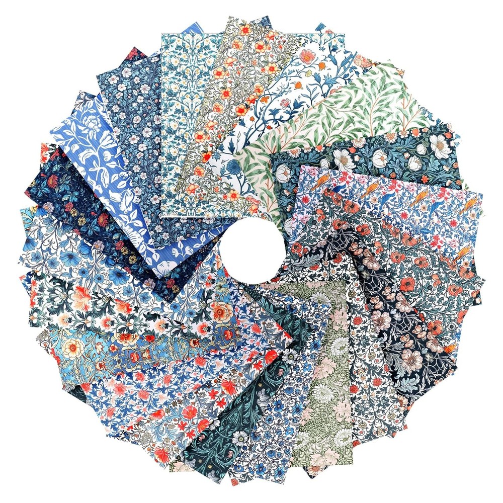Quilting Fabric Squares Floral Patchwork 10×10 Cotton Precut 20Pcs Vintage (71