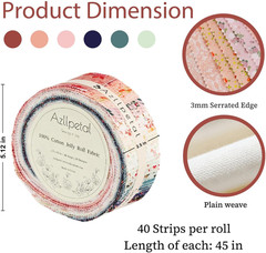 Jelly Roll Fabric, Pre-Cut Cotton Fabric Strips for Quilting | 2.5 X 45” Strips,
