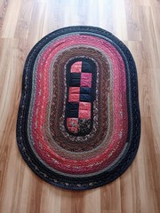 HANDMADE JELLY ROLL RUG With Quilted Center. 46 1/2″ X 31″ USA