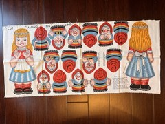 RARE vintage cut-and-sew fabric panel Snow White 15”and the Seven Dwarfs 5”