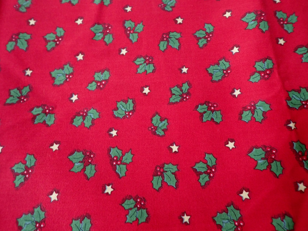 VTG 1990s Fabric Traditions Susan Winget Christmas Holly Berries Fabric #2019