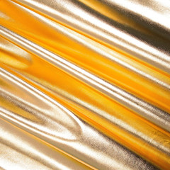 Fabricla | Gold Polyester Fabric | Metallic Foil Lame Spandex Material | 4-Way S