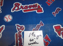 ! NEW LICENSED MLB ATLANTA BRAVES FABRIC BY 1.5 YARDS 60″ WIDE