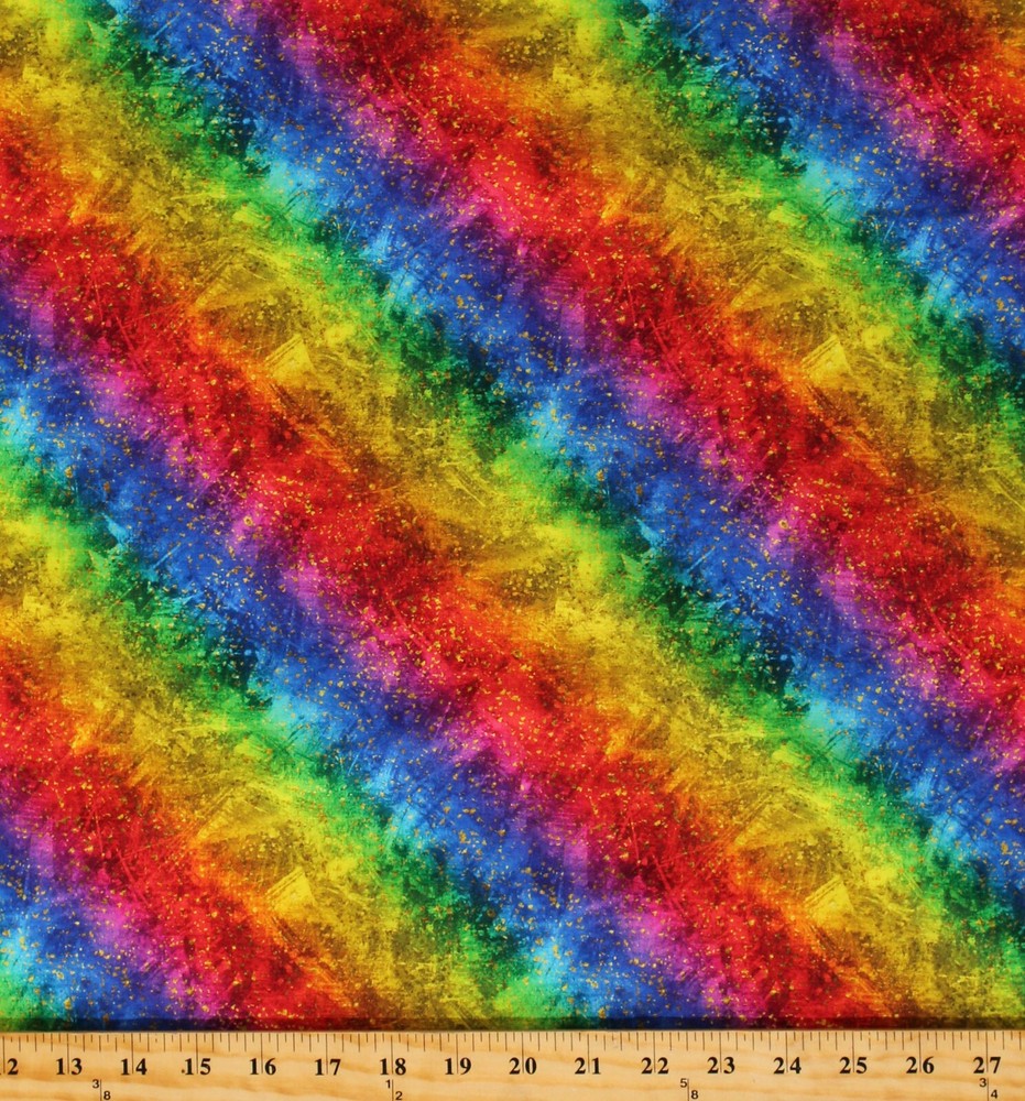 Cotton Rainbow Ombre Colorful Splatter Fabric Print by the Yard D761.42