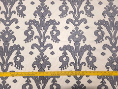 Covington ASTRA SLATE Black White Embroidered Ikat Designer Drapery Uph Fabric