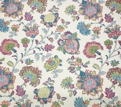 RICHLOOM BRONTE POOL LARGE JACOBEAN FLORAL LINEN MULTIUSE FABRIC BY YARD 54″W