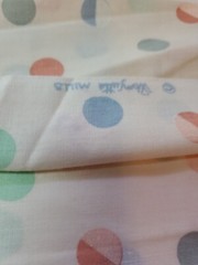 Vntg Sewing Fabric Wamsutta MOD Polka Dot Pastel Blue Green Peach 20×45″ Cotton