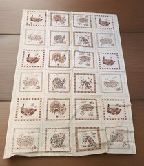 Veg Joan Kessler Concord Fabrics Cotton Panel Cream Floral Animals 44”x 64”