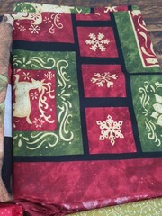 Lot of Fabric, Christmas Theme, Red, White, Green, Gold, 2lb 8oz