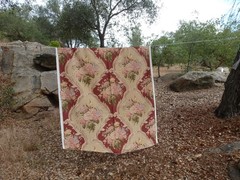 Ralph Lauren Linen Fabric 2.25 Yd. 54 Remnant Cabbage Roses Cartuche RARE HTF