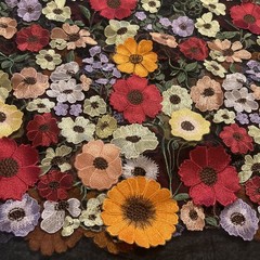 Over 4 Yards~ Beautiful 3D Embroidered Flowers on Black Tulle Lace Fabric