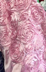 Paige LIGHT PINK 3D Floral Polyester Satin Rosette Fabric by the Yard – 10028