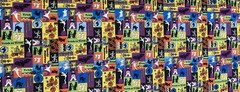 Rare VTG 90s Halloween Patchwork Block Design Fabric 3 pcs-Retro-Ghosts, Blk Cat