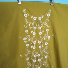Vintage Filipiniana Fabric 34″ x 2.5Yd Embroidered Chartreuse Kaftan Barong dot