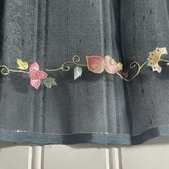 SILK Blue-Gray- flowers FABRIC 3 Yards x 21 Inches Wide or 108 Inches x 21 Wide