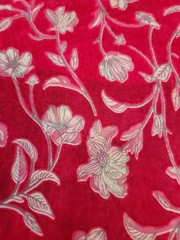 VTG 90s Red Floral Burnout Velvet Fabric 55″ Wide 4.94 Yards