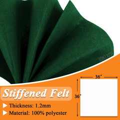 Hunter Green Felt Fabric 36″ X 36″ (1 Square Yard), Stiff 1.2Mm Thick Felt Squar