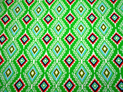 Quilt Fabric By The Yard Red Blue Green White Diamonds on Green Premium Cotton C