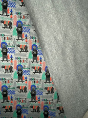 Joann’s Doodles Knit Fabric Skateboarding Skate Bear Gray 57″x36″ Disc RARE