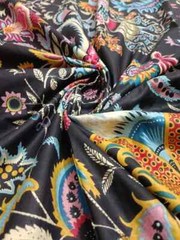 25 Yards Fabric Indian Black Paisley Hand Printed Cotton Fabric Sewing Fabrics