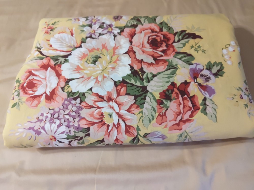 RALPH LAUREN BROOKE LARGE Florals Yellow FABRIC Cotton XLarge Piece 9 Yards New