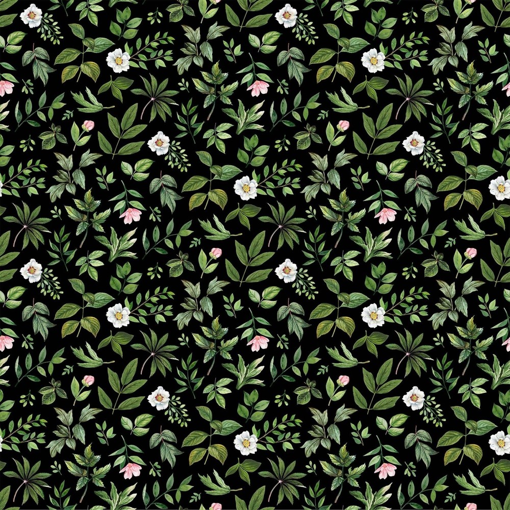 Northcott Blush Sateen by Michel Design Works SP25621 99 Black Leaf Toss Cotton