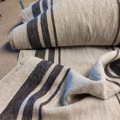 100% linen fabric 340gsm French stripes grain sack vintage green navy blue black