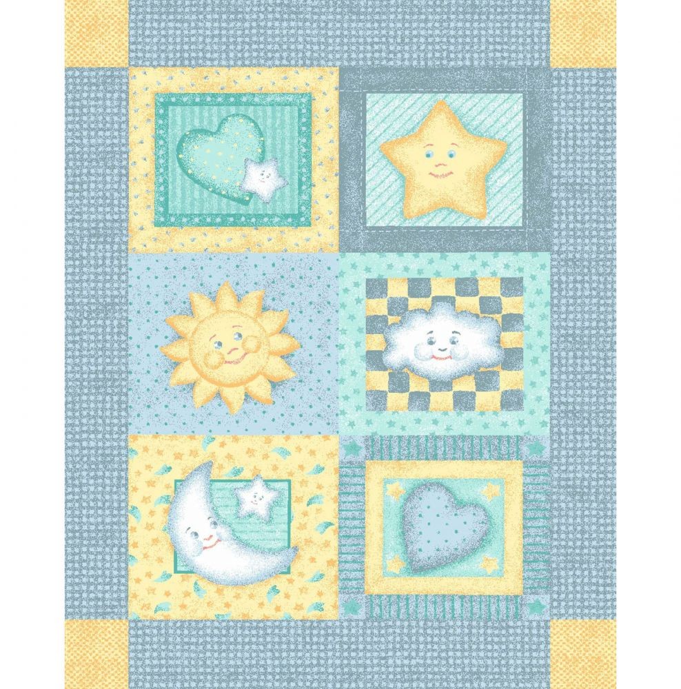 35″ Fabric Panel | Nursery Baby Goodnight Moon & Star Blue Yellow